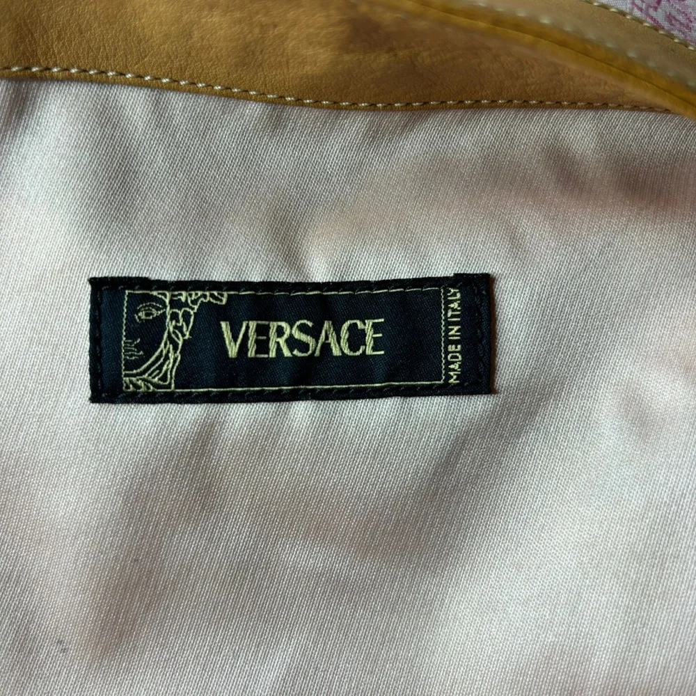 Versace Medusa Pink Leather And Canvas 2 Side Handle Tote/ Bag
